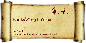 Harkányi Alex névjegykártya