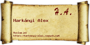 Harkányi Alex névjegykártya